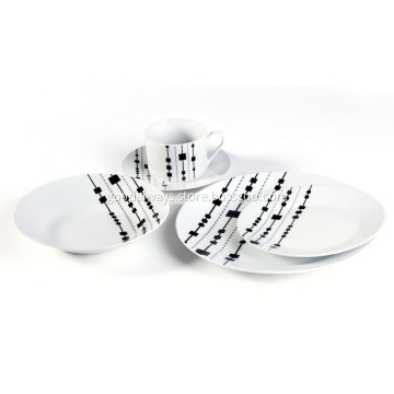 20 Piece Decal Porcelain Dinner Set with dots